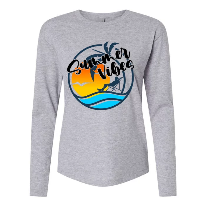 Summer Vibes Sunset Beach Tropical Womens Cotton Relaxed Long Sleeve T-Shirt