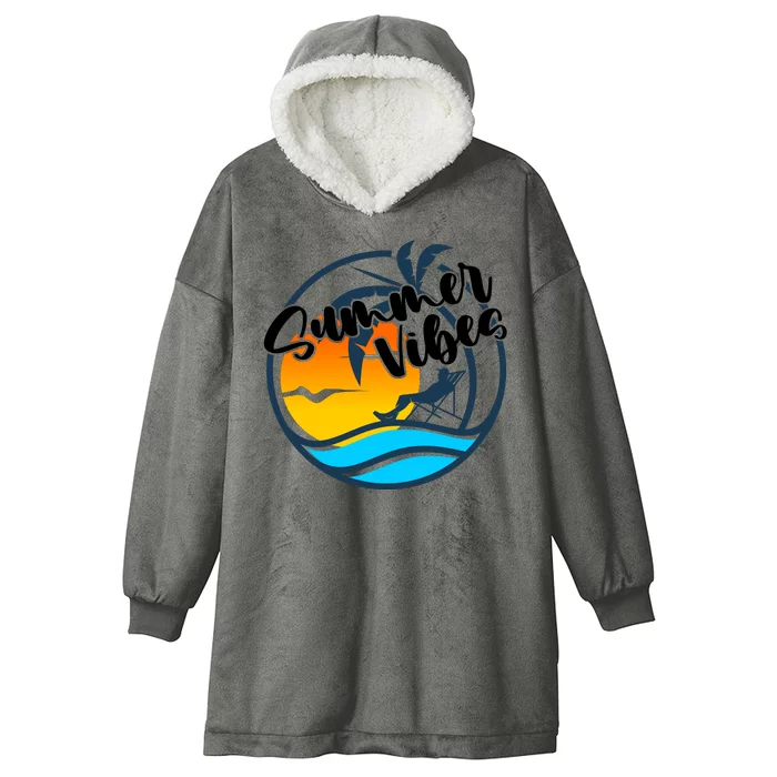 Summer Vibes Sunset Beach Tropical Hooded Wearable Blanket