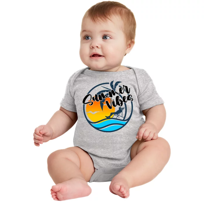 Summer Vibes Sunset Beach Tropical Baby Bodysuit