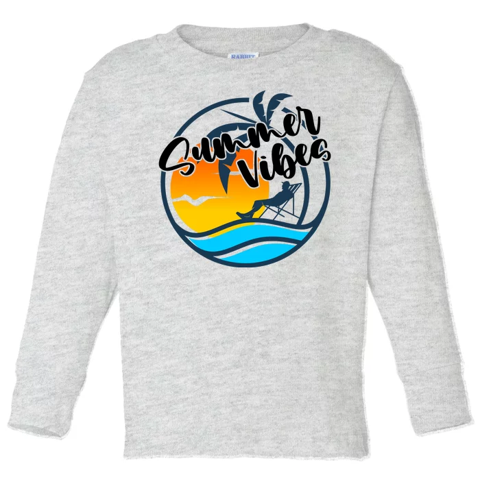 Summer Vibes Sunset Beach Tropical Toddler Long Sleeve Shirt