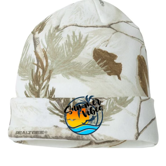 Summer Vibes Sunset Beach Tropical Kati - 12in Camo Beanie