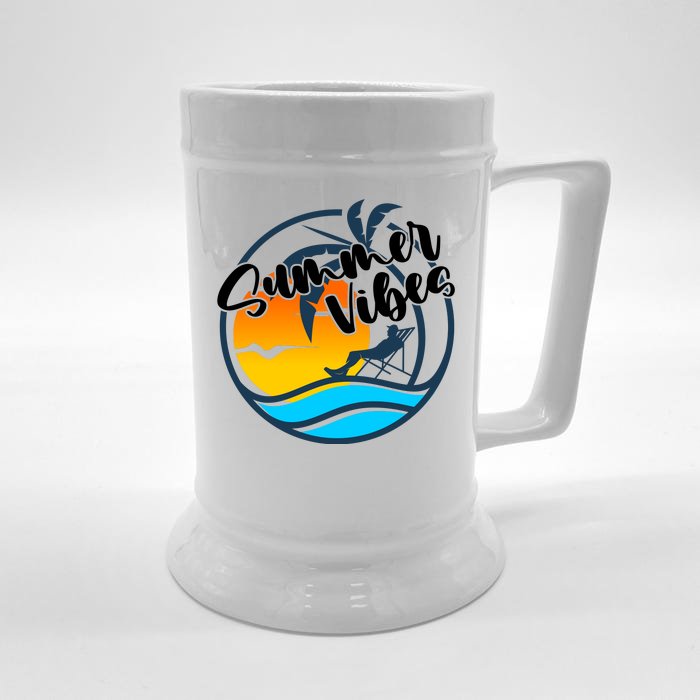 Summer Vibes Sunset Beach Tropical Front & Back Beer Stein