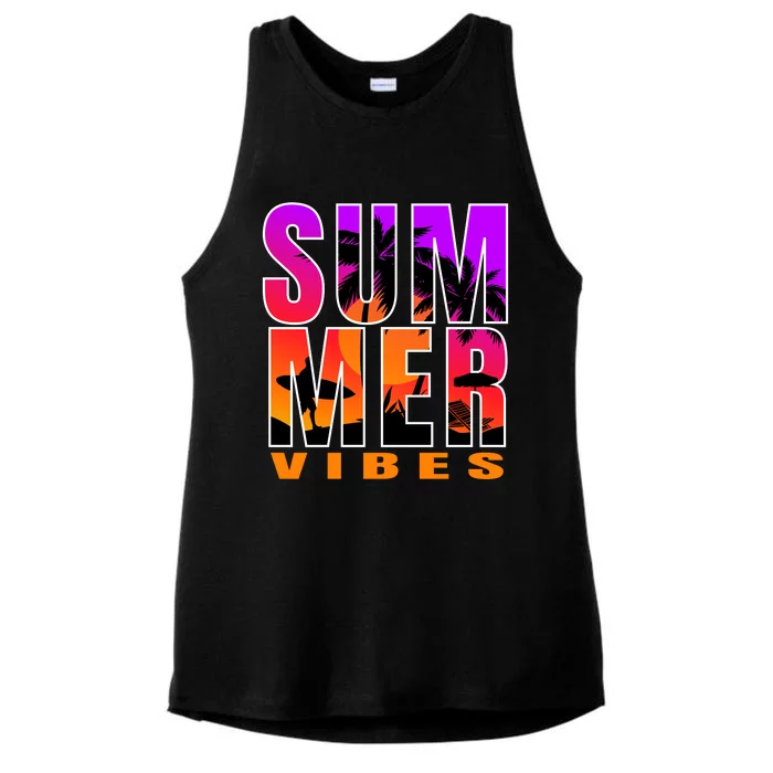 Summer Vibes Ladies Tri-Blend Wicking Tank