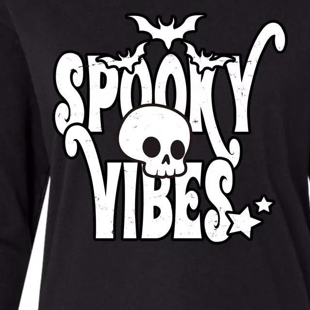 Spooky Vibes Skull Halloween Womens Cotton Relaxed Long Sleeve T-Shirt