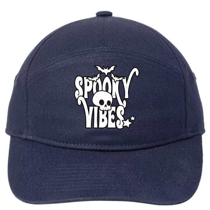 Spooky Vibes Skull Halloween 7-Panel Snapback Hat