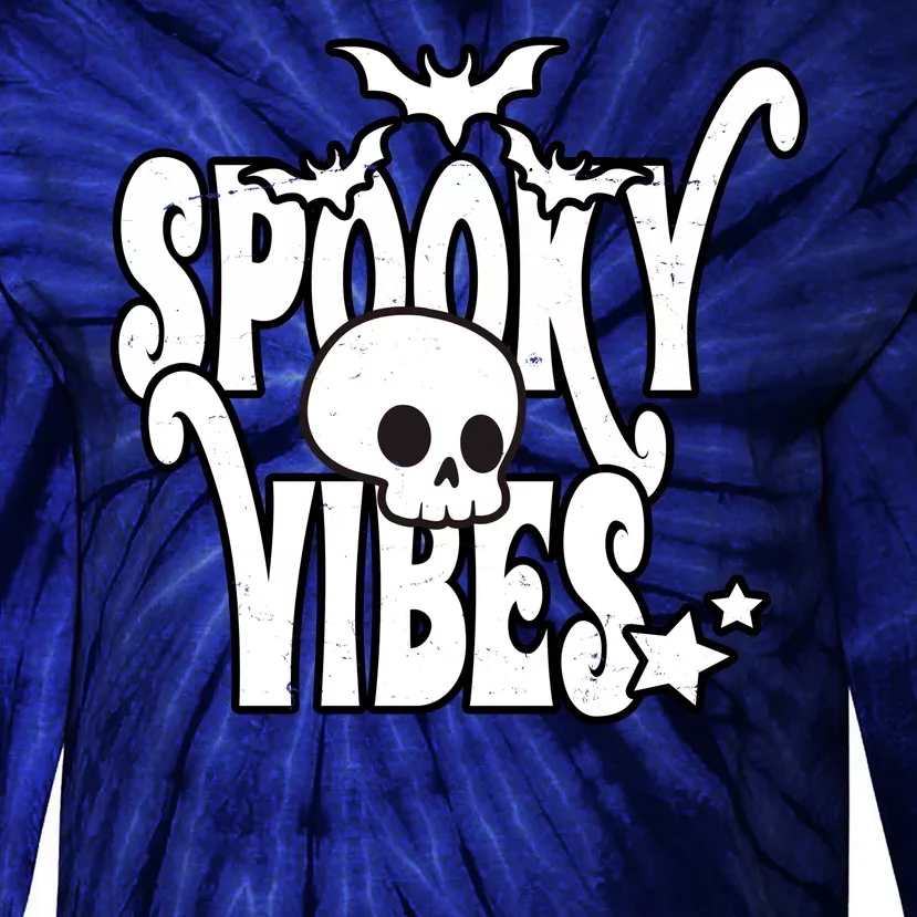 Spooky Vibes Skull Halloween Tie-Dye Long Sleeve Shirt