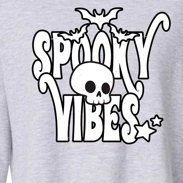 Spooky Vibes Skull Halloween Cropped Pullover Crew