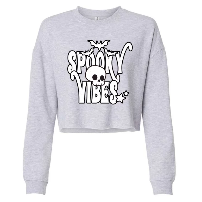 Spooky Vibes Skull Halloween Cropped Pullover Crew