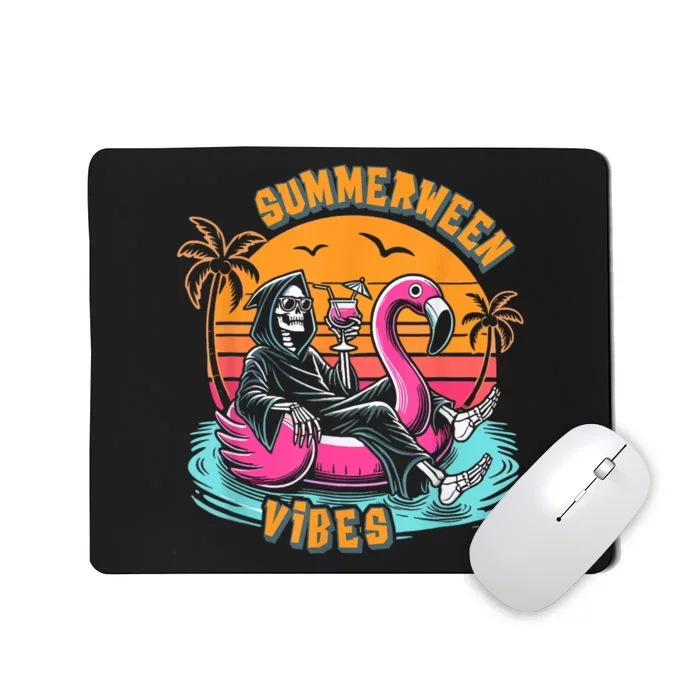 Summerween Vibes Skeleton Flamingo Spooky Halloween Summer Mousepad