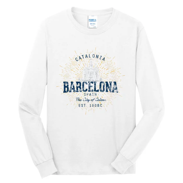 Spain Vacation Souvenir Vintage Barcelona Tall Long Sleeve T-Shirt