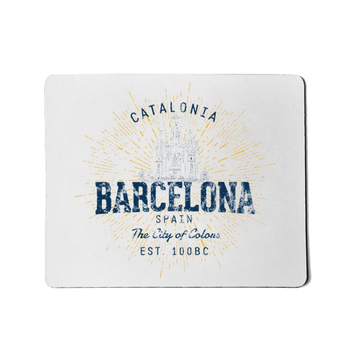 Spain Vacation Souvenir Vintage Barcelona Mousepad