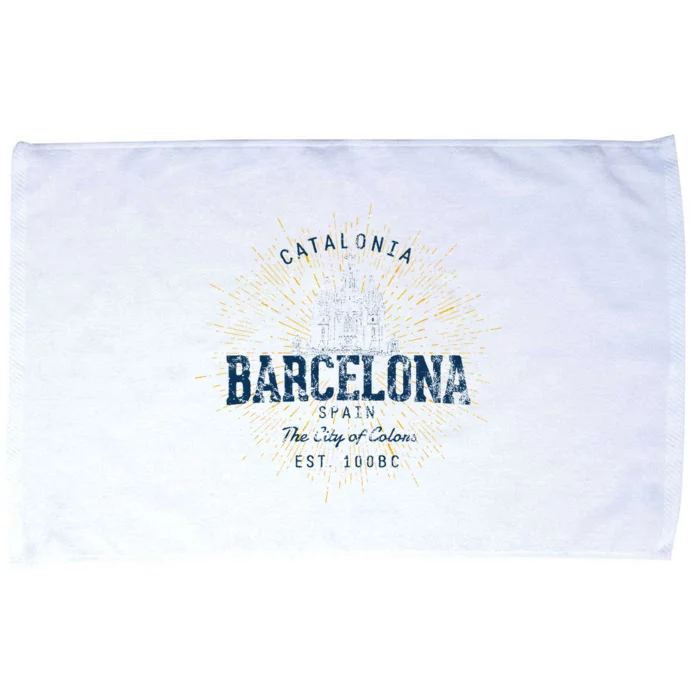 Spain Vacation Souvenir Vintage Barcelona Microfiber Hand Towel