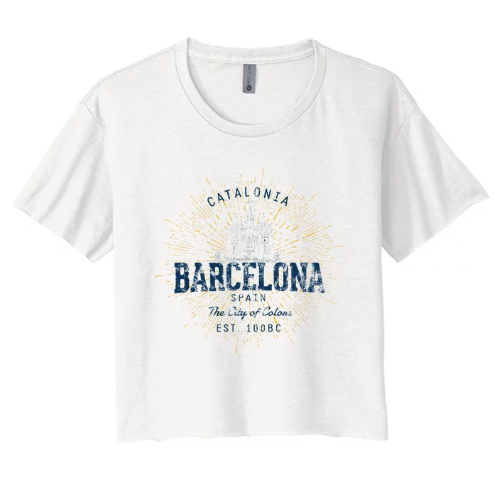 Spain Vacation Souvenir Vintage Barcelona Women's Crop Top Tee