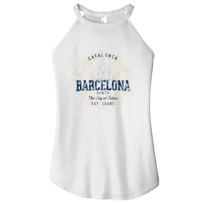 Spain Vacation Souvenir Vintage Barcelona Women’s Perfect Tri Rocker Tank