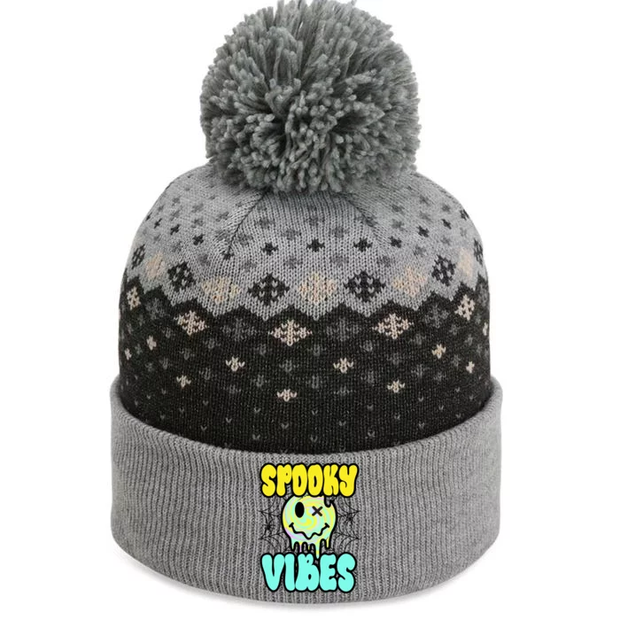 Spooky Vibes Smile Face Halloween The Baniff Cuffed Pom Beanie