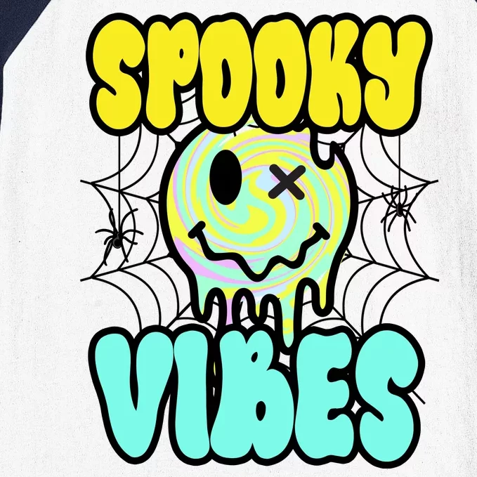 Spooky Vibes Smile Face Halloween Baseball Sleeve Shirt