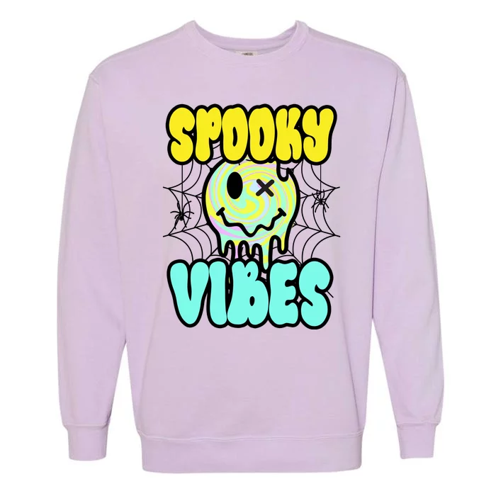 Spooky Vibes Smile Face Halloween Garment-Dyed Sweatshirt