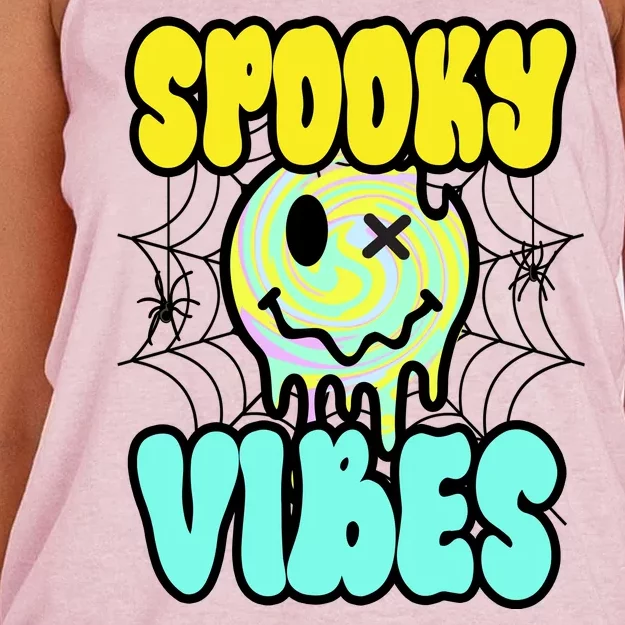 Spooky Vibes Smile Face Halloween Women's Knotted Racerback Tank