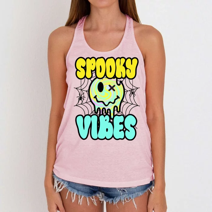 Spooky Vibes Smile Face Halloween Women's Knotted Racerback Tank