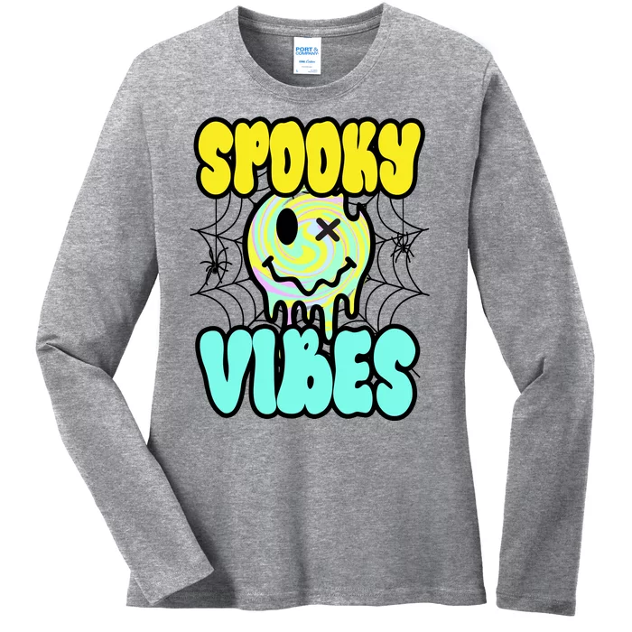 Spooky Vibes Smile Face Halloween Ladies Long Sleeve Shirt