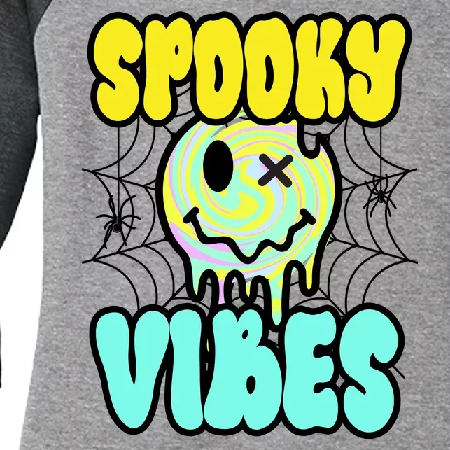 Spooky Vibes Smile Face Halloween Women's Tri-Blend 3/4-Sleeve Raglan Shirt