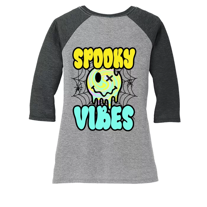 Spooky Vibes Smile Face Halloween Women's Tri-Blend 3/4-Sleeve Raglan Shirt