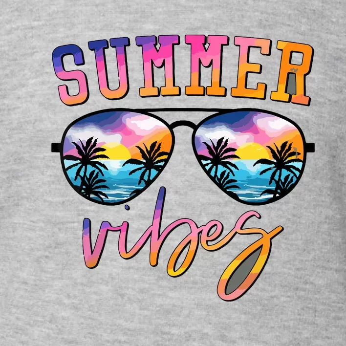 Summer Vibes Sunglasses With Palm Tree Funny Beach Life Toddler Sweatshirt