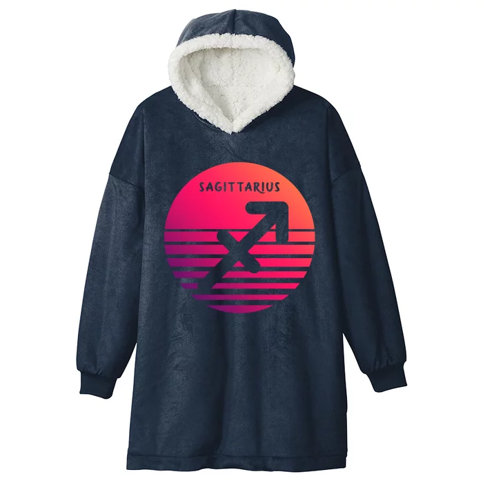 Sagittarius Vintage Sunset / Retro Sagittarius Horoscope Cool Gift Hooded Wearable Blanket