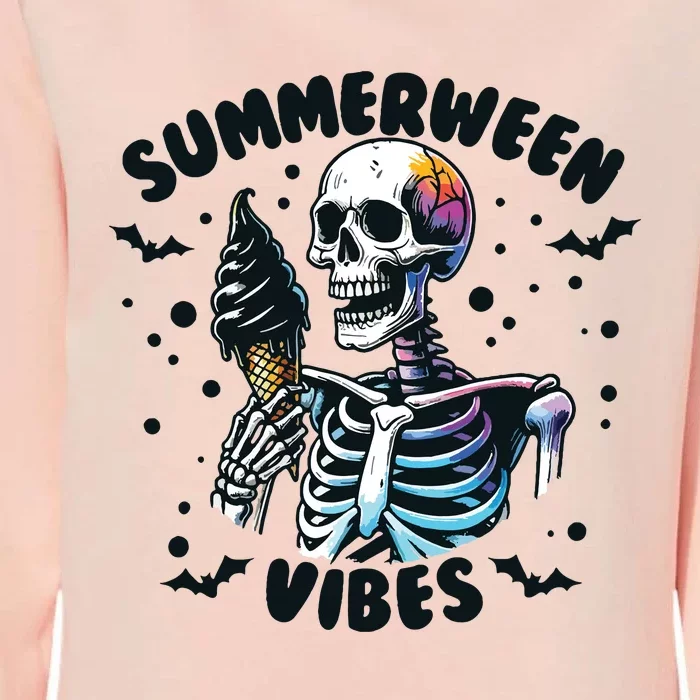 Summerween Vibes Skeleton Ice Cream Summer Vacation Funny Womens California Wash Sweatshirt