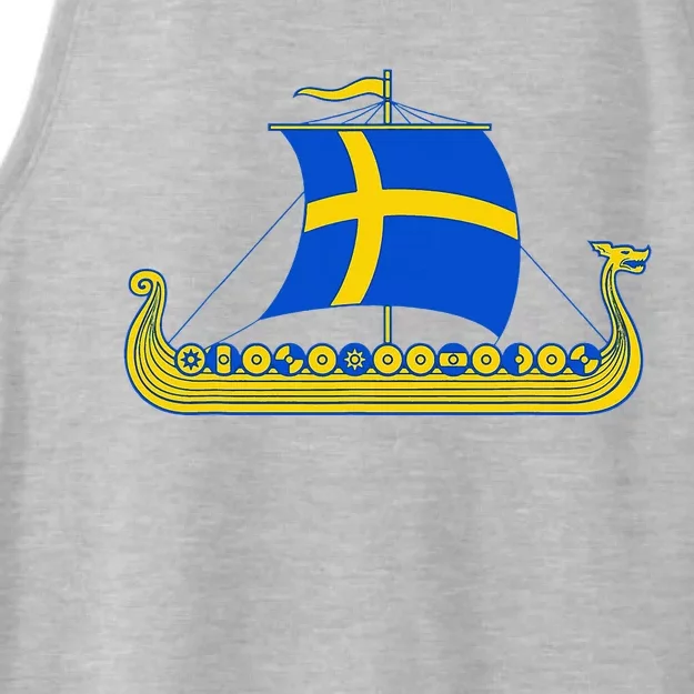 Swedish Viking Ship Sverige Sweden Flag Boat Viking Ladies Tri-Blend Wicking Tank