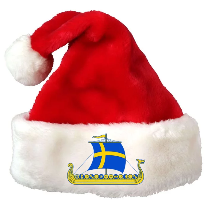 Swedish Viking Ship Sverige Sweden Flag Boat Viking Premium Christmas Santa Hat