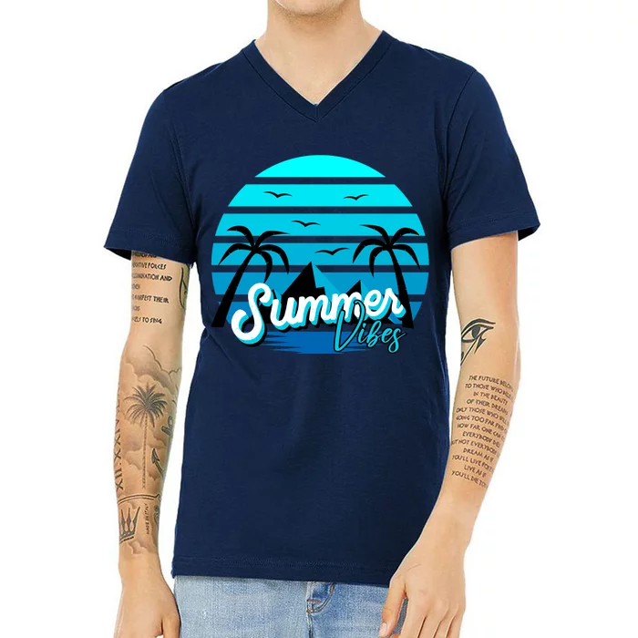 Summer Vibes Tropical Beach Vacation V-Neck T-Shirt