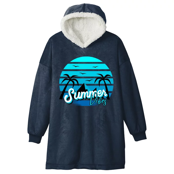 Summer Vibes Tropical Beach Vacation Hooded Wearable Blanket