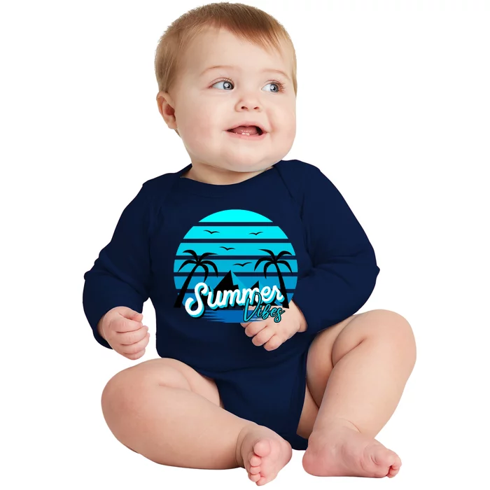 Summer Vibes Tropical Beach Vacation Baby Long Sleeve Bodysuit