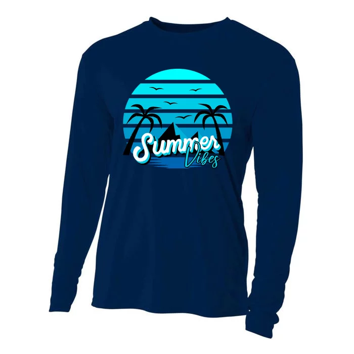 Summer Vibes Tropical Beach Vacation Cooling Performance Long Sleeve Crew