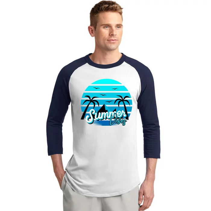 Summer Vibes Tropical Beach Vacation Baseball Sleeve Shirt