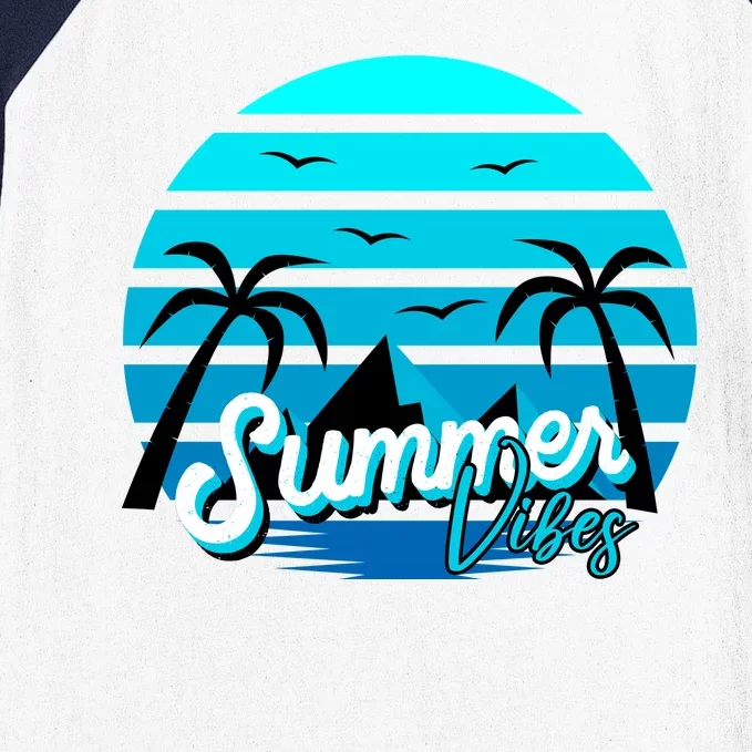 Summer Vibes Tropical Beach Vacation Baseball Sleeve Shirt