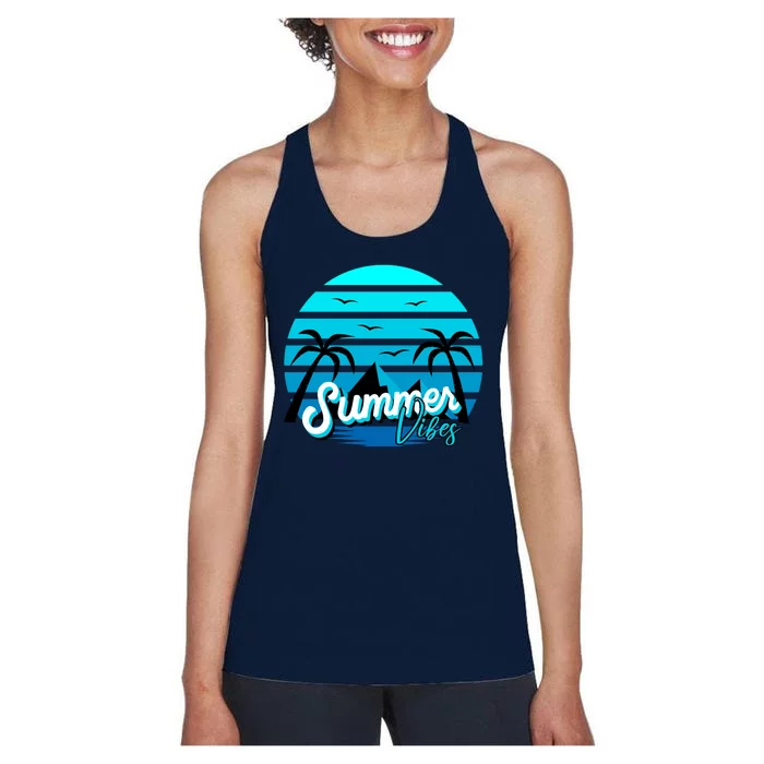 Summer Vibes Tropical Beach Vacation Women's Racerback Tank