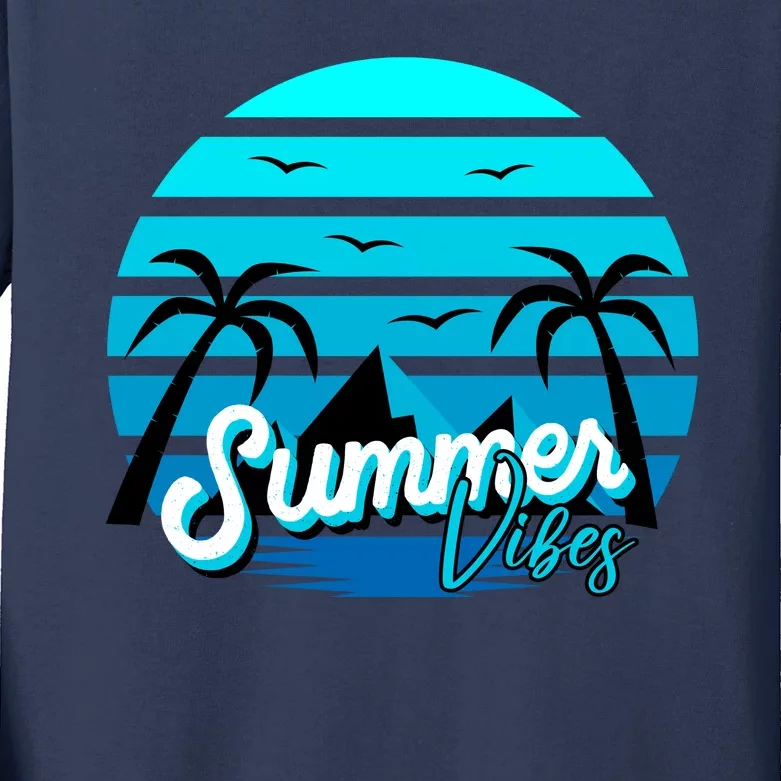 Summer Vibes Tropical Beach Vacation Kids Long Sleeve Shirt