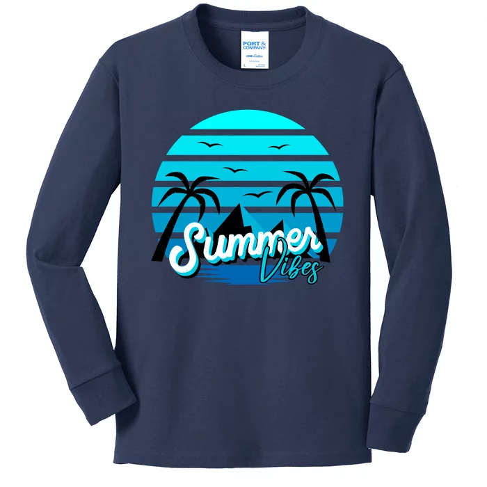 Summer Vibes Tropical Beach Vacation Kids Long Sleeve Shirt