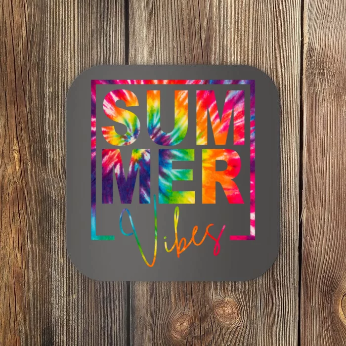 Summer Vibes Tie Dye Colorful Fun Coaster