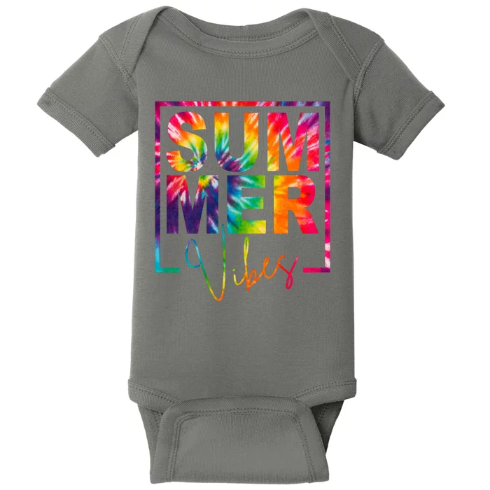 Summer Vibes Tie Dye Colorful Fun Baby Bodysuit