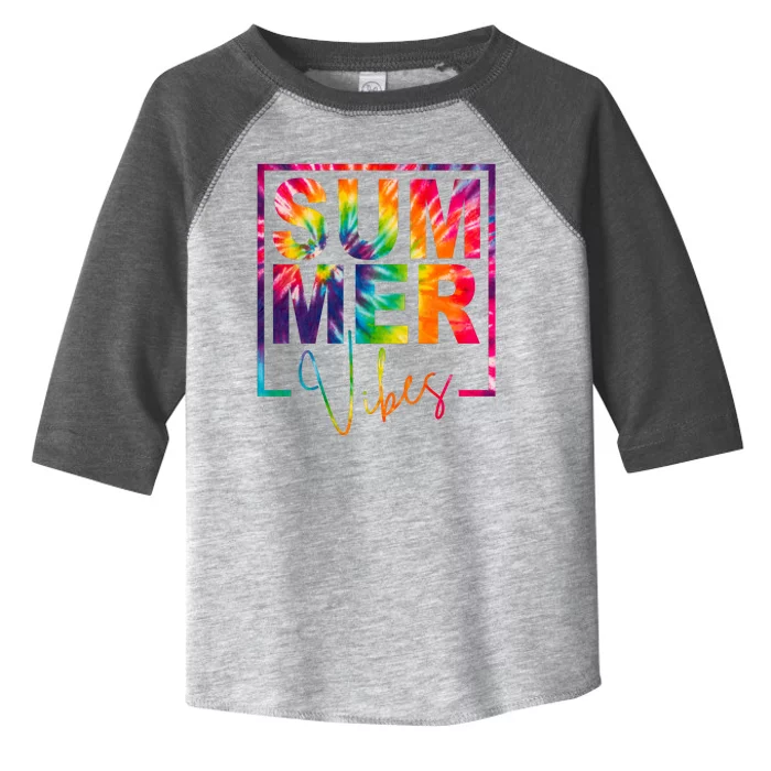 Summer Vibes Tie Dye Colorful Fun Toddler Fine Jersey T-Shirt