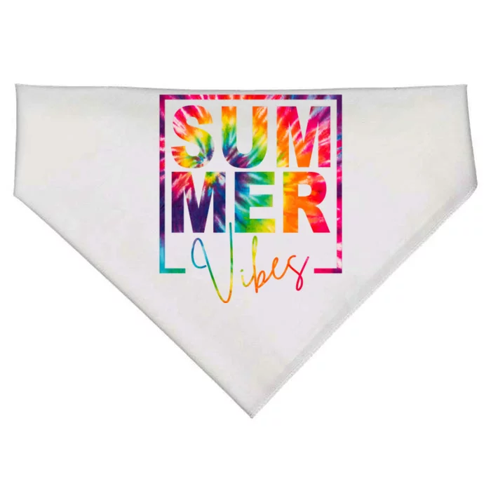 Summer Vibes Tie Dye Colorful Fun USA-Made Doggie Bandana