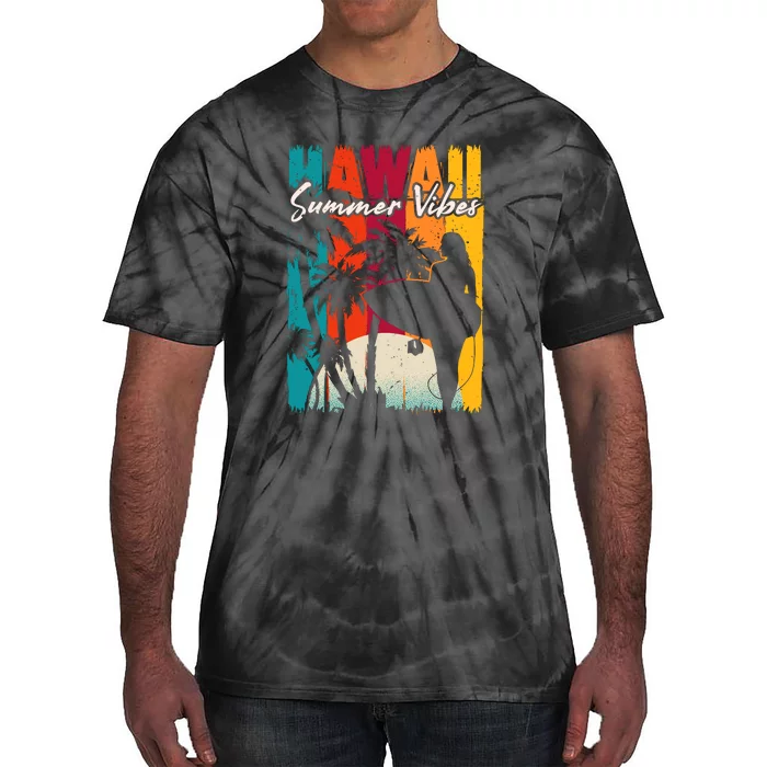 Surfing Vintage Tropical Plam Beach Hawaii Summer Gift Tie-Dye T-Shirt