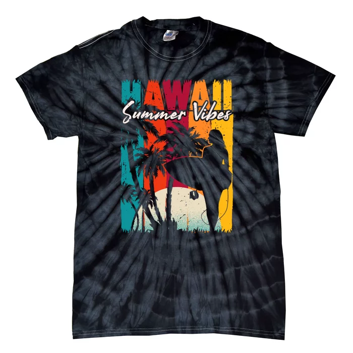 Surfing Vintage Tropical Plam Beach Hawaii Summer Gift Tie-Dye T-Shirt