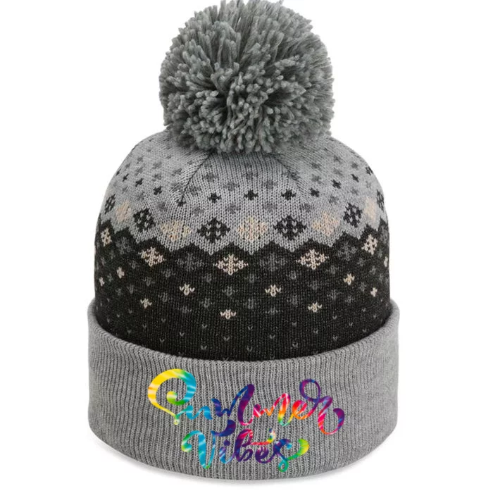 Summer Vibes Tie Dye Colorful The Baniff Cuffed Pom Beanie