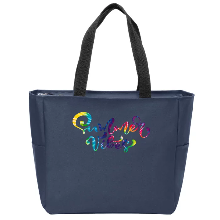 Summer Vibes Tie Dye Colorful Zip Tote Bag