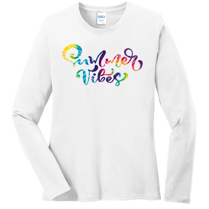 Summer Vibes Tie Dye Colorful Ladies Long Sleeve Shirt