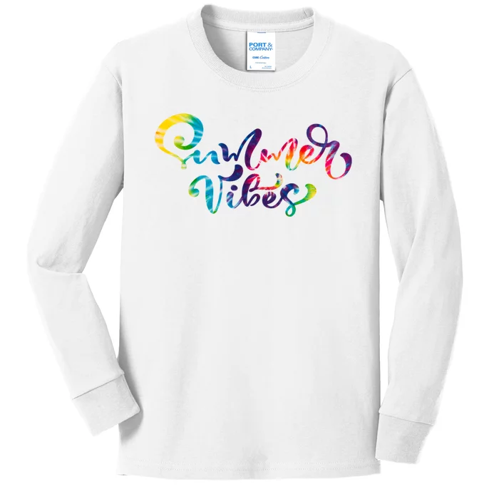 Summer Vibes Tie Dye Colorful Kids Long Sleeve Shirt